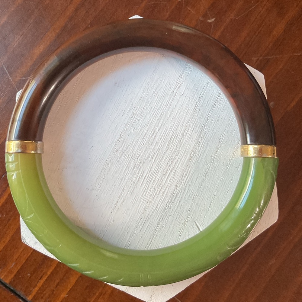 Vintage Givenchy Two Tone Etched Bangle Bracelet Signed - Picture 11 of 12